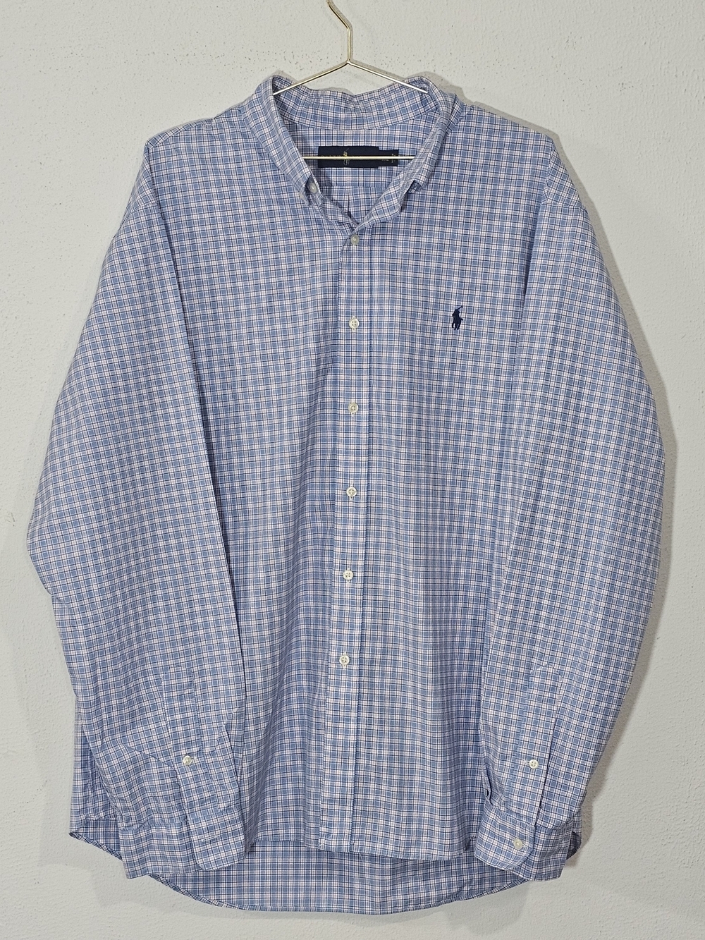 Polo by Ralph Lauren Blue and White Plaid Button-Up Shirt Preppy Sz XXL